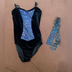 Costume gallery black and purple dance leotard child large